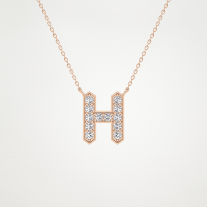 0.36 TCW Round Lab Grown Diamond H Initial Pendant Necklace