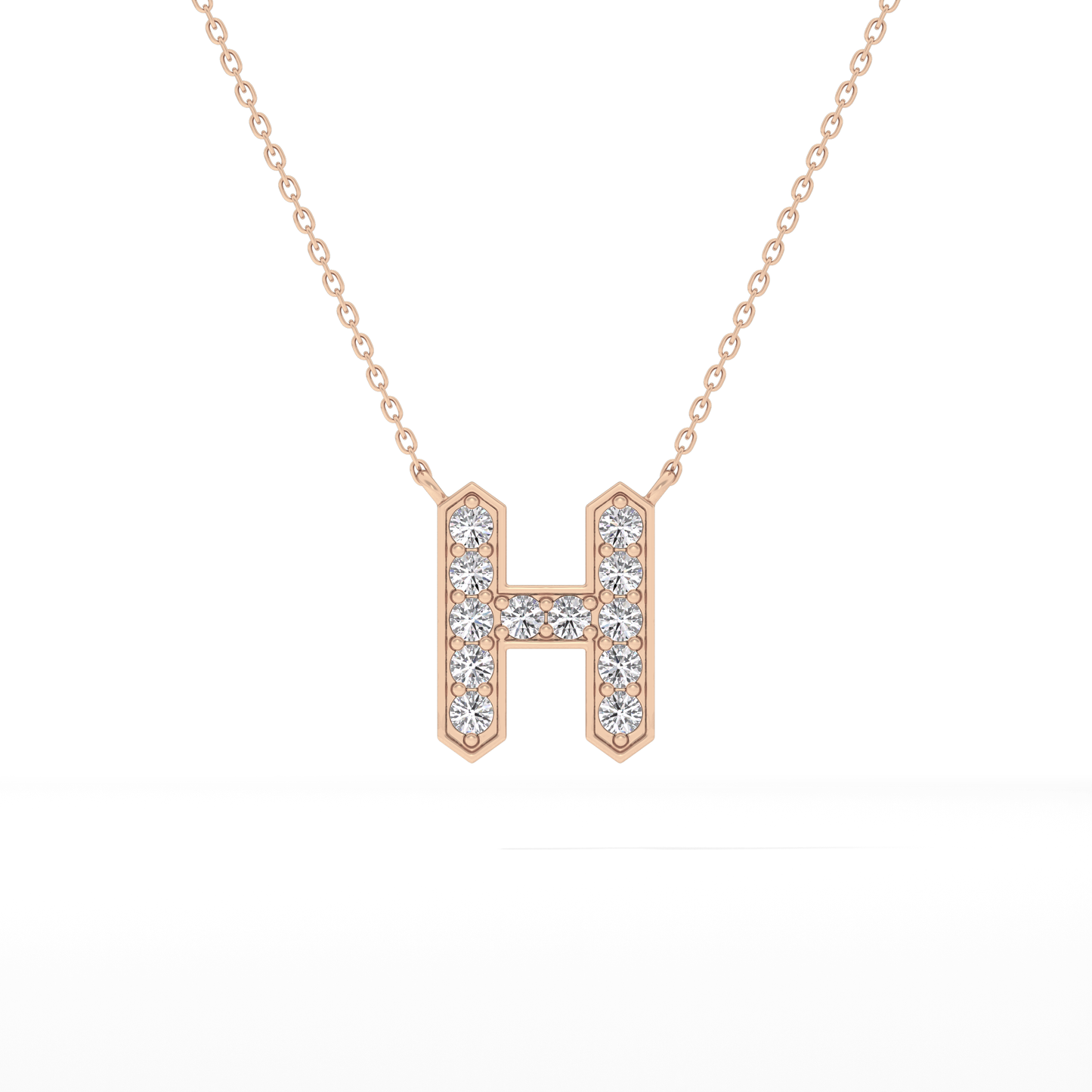 0.36 TCW Round Lab Grown Diamond H Initial Pendant Necklace