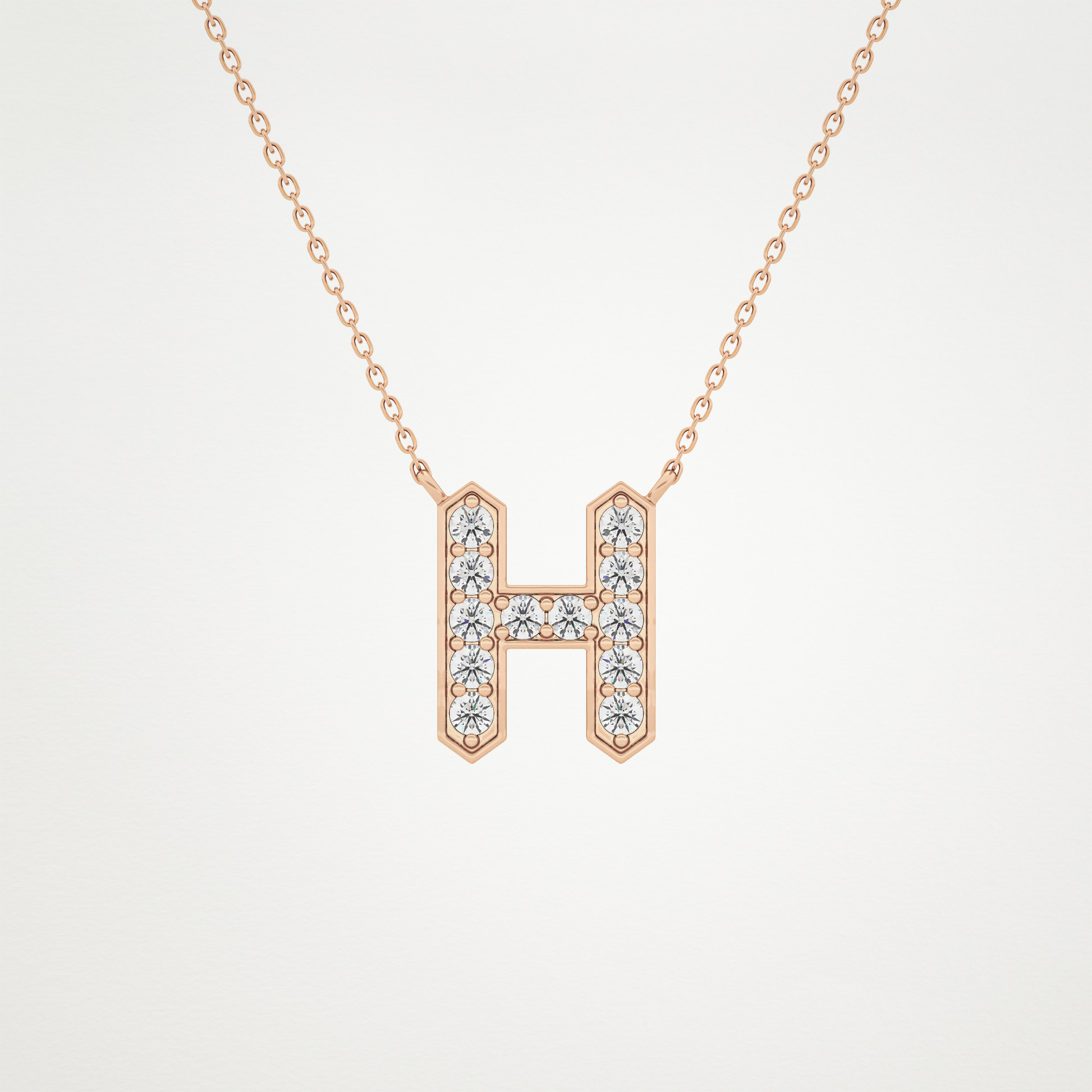 0.36 TCW Round Lab Grown Diamond H Initial Pendant Necklace
