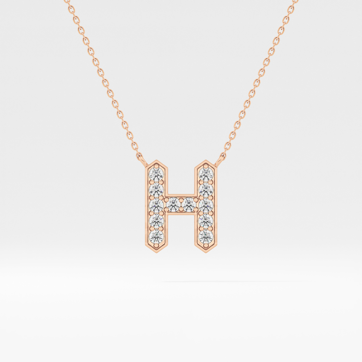 0.36 TCW Round Lab Grown Diamond H Initial Pendant Necklace