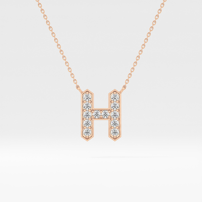 0.36 TCW Round Lab Grown Diamond H Initial Pendant Necklace