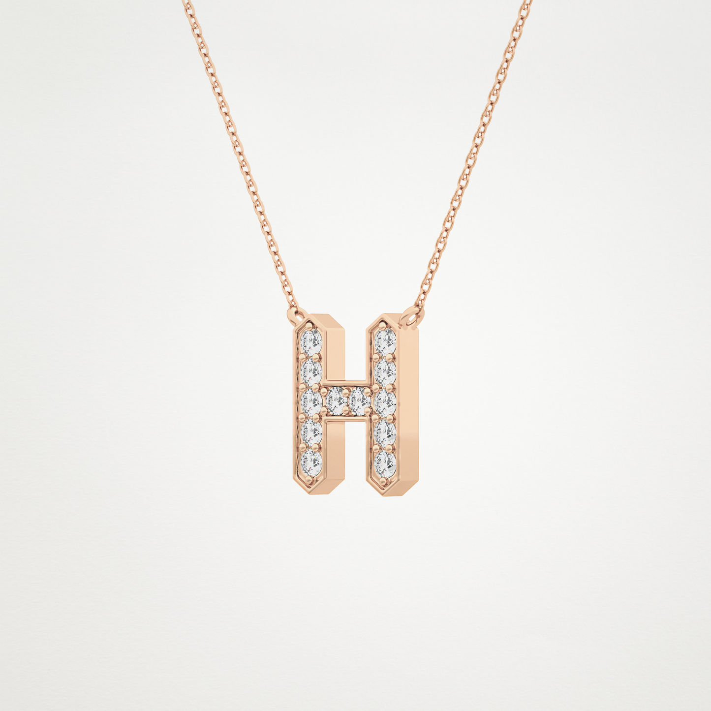 0.36 TCW Round Lab Grown Diamond H Initial Pendant Necklace