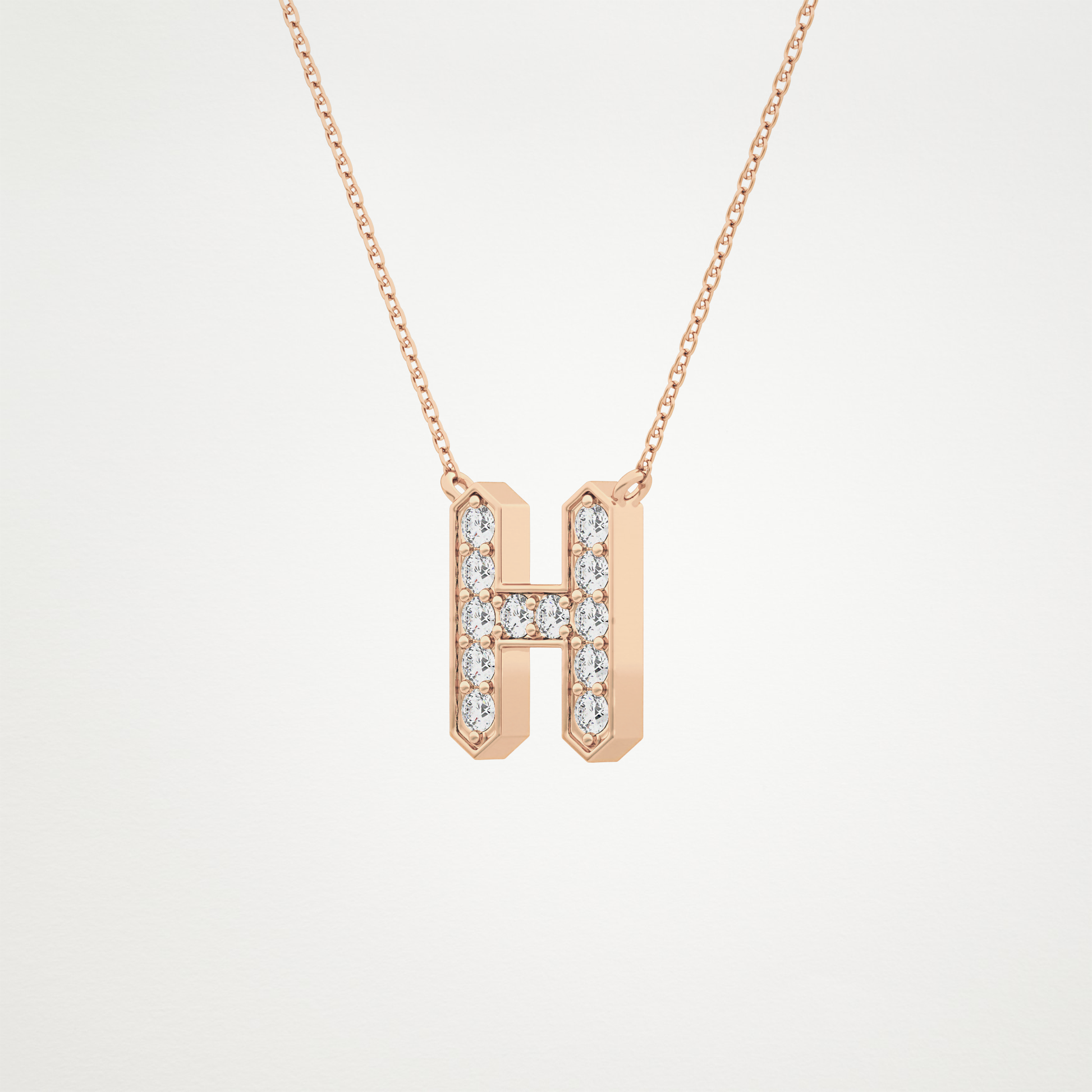 0.36 TCW Round Lab Grown Diamond H Initial Pendant Necklace