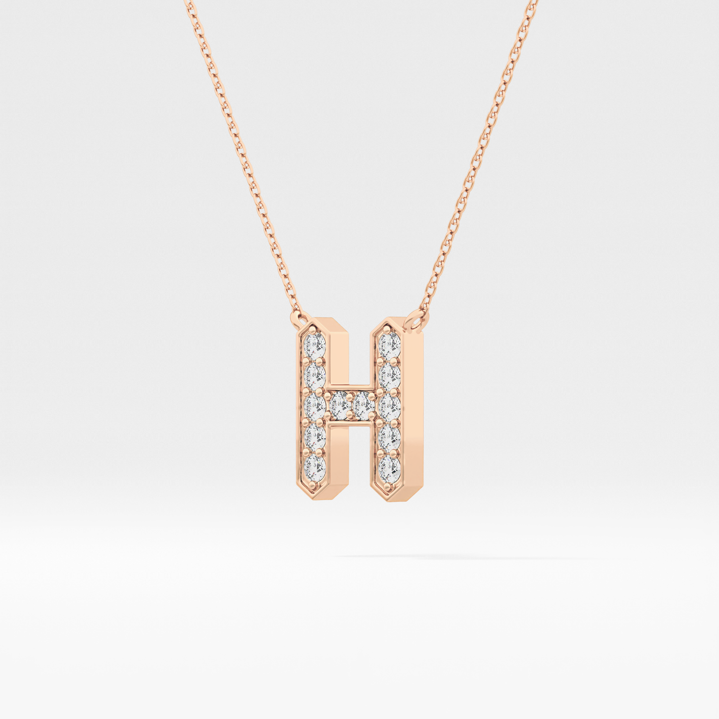0.36 TCW Round Lab Grown Diamond H Initial Pendant Necklace