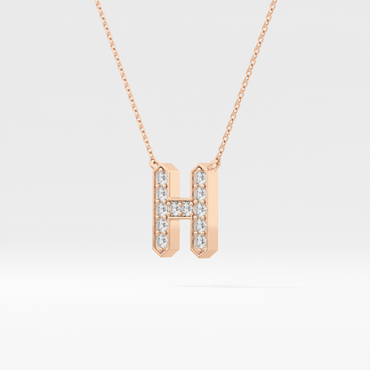 0.36 TCW Round Lab Grown Diamond H Initial Pendant Necklace
