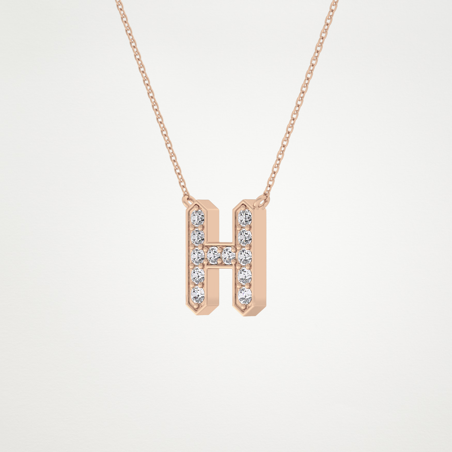 0.36 TCW Round Lab Grown Diamond H Initial Pendant Necklace