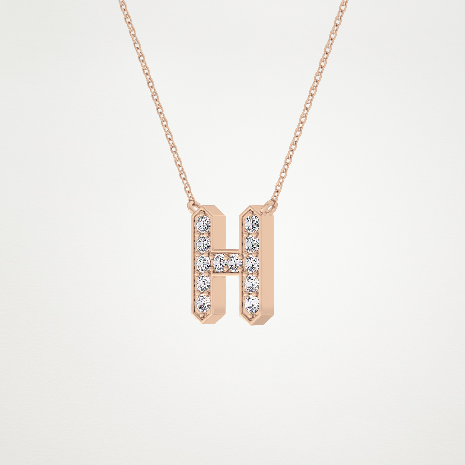 0.36 TCW Round Lab Grown Diamond H Initial Pendant Necklace