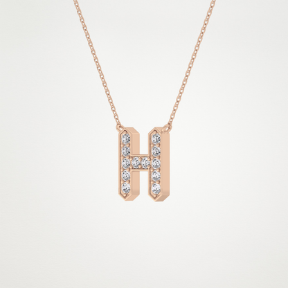 0.36 TCW Round Lab Grown Diamond H Initial Pendant Necklace