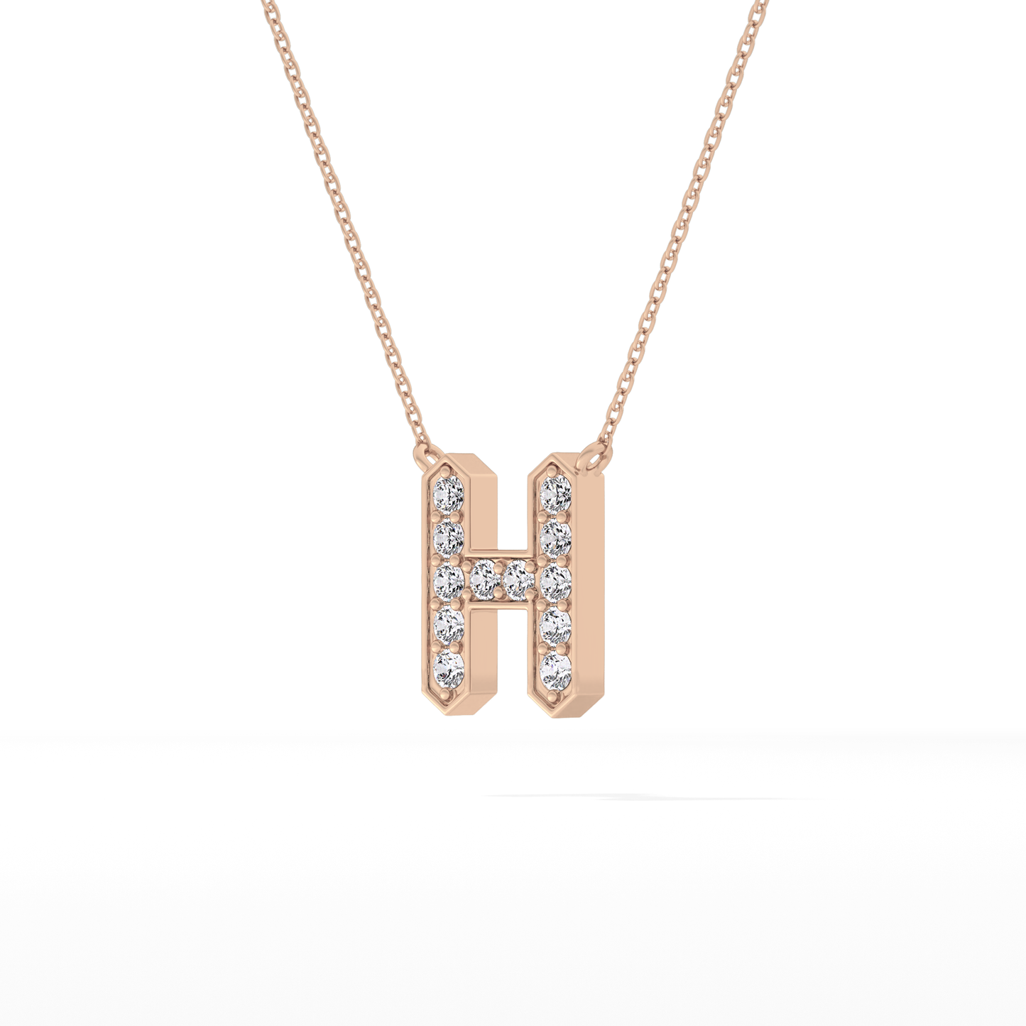 0.36 TCW Round Lab Grown Diamond H Initial Pendant Necklace