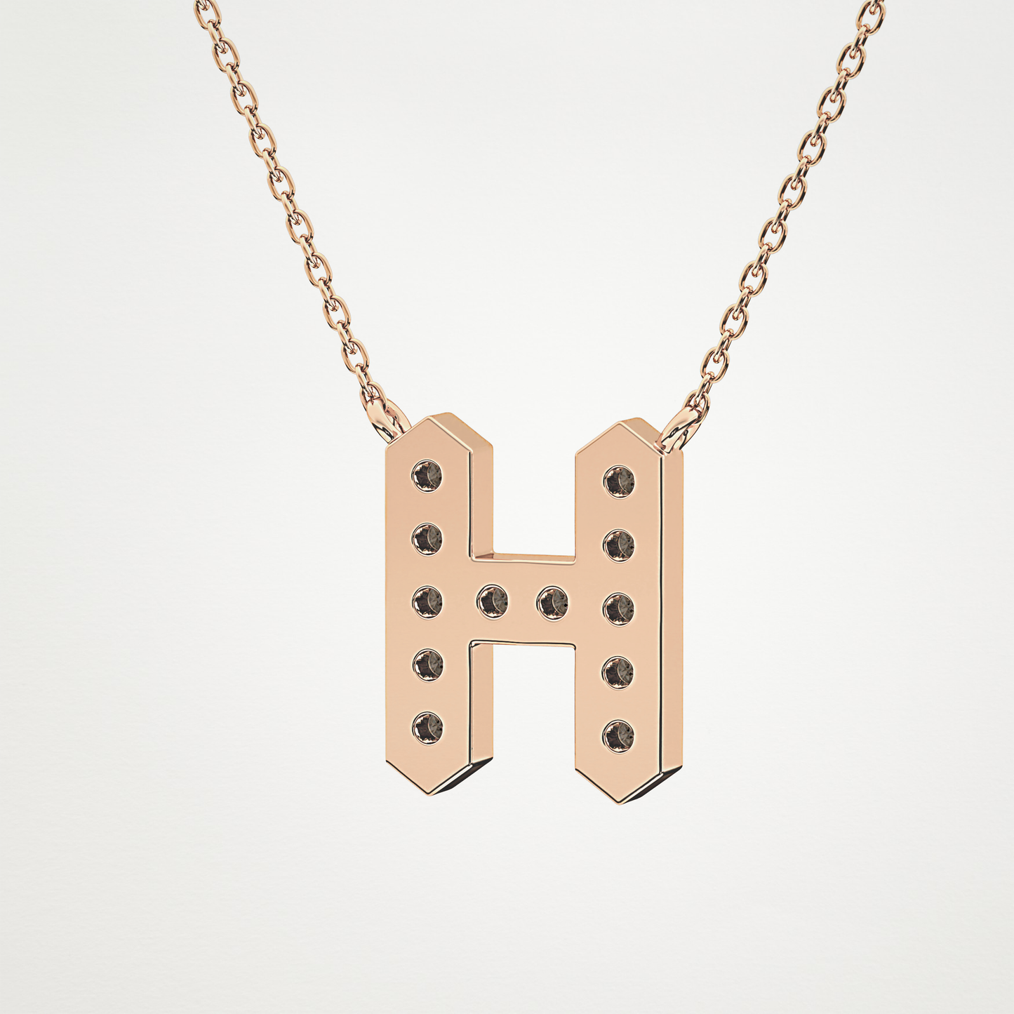0.36 TCW Round Lab Grown Diamond H Initial Pendant Necklace