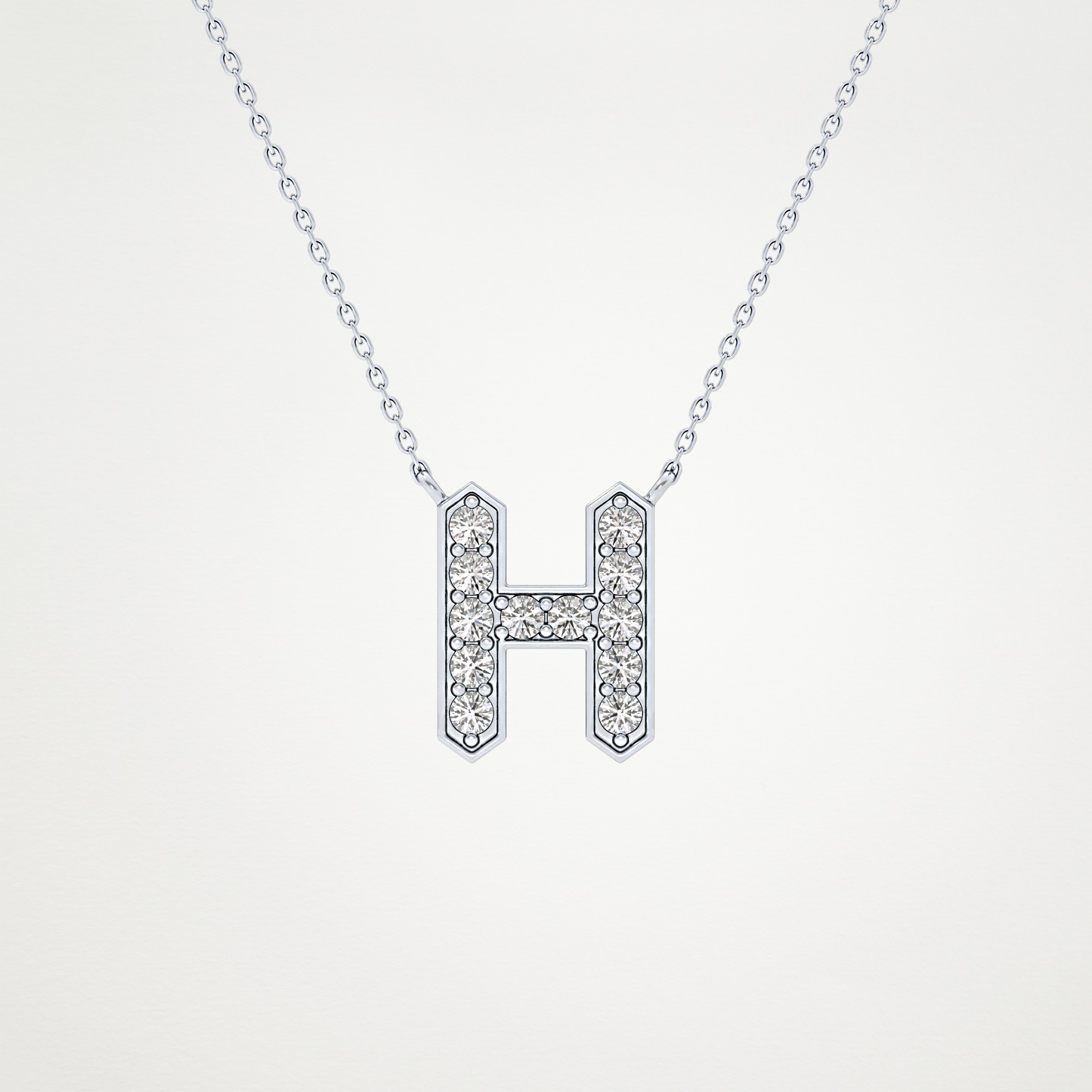 0.36 TCW Round Lab Grown Diamond H Initial Pendant Necklace