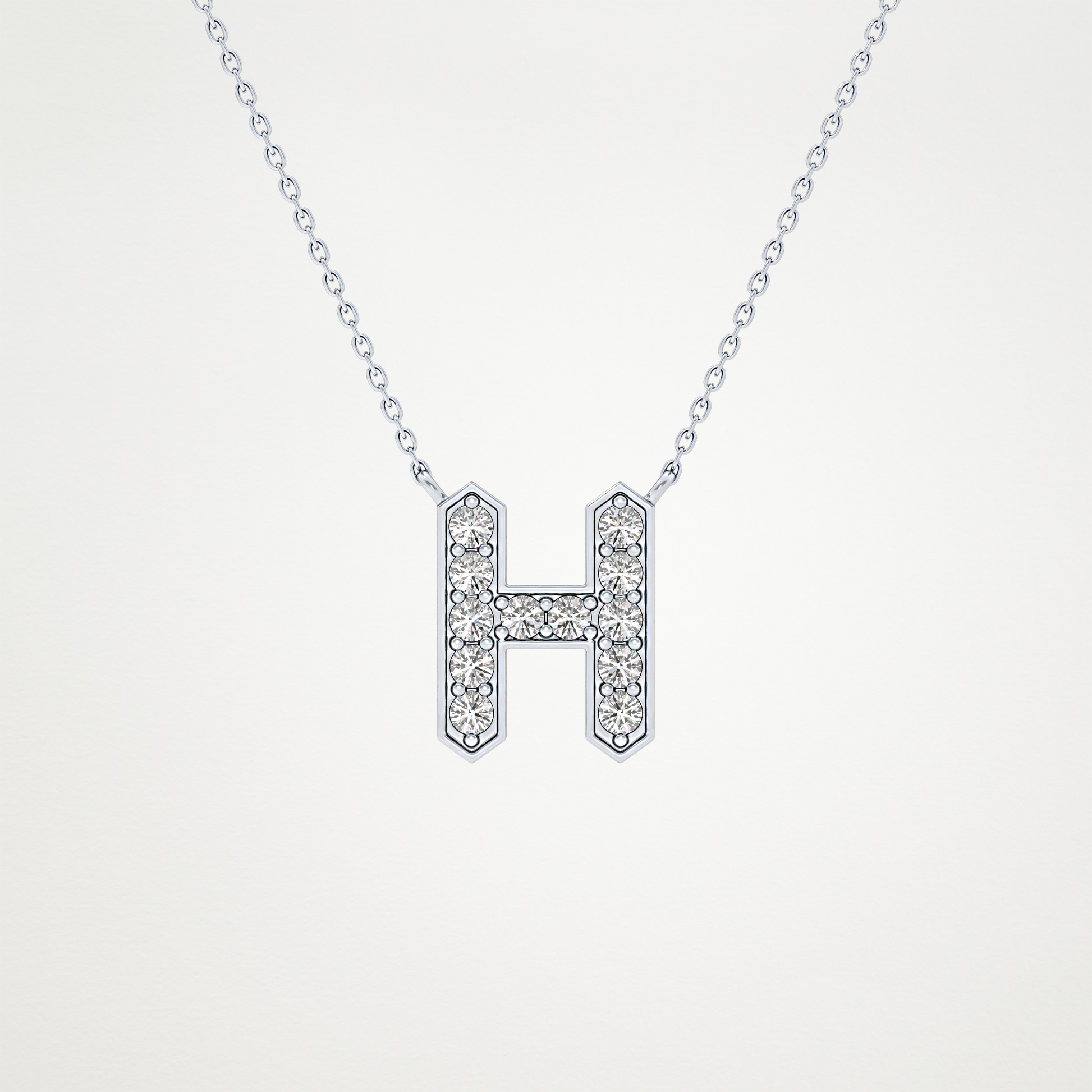 0.36 TCW Round Lab Grown Diamond H Initial Pendant Necklace