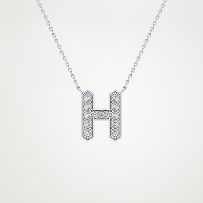 0.36 TCW Round Lab Grown Diamond H Initial Pendant Necklace