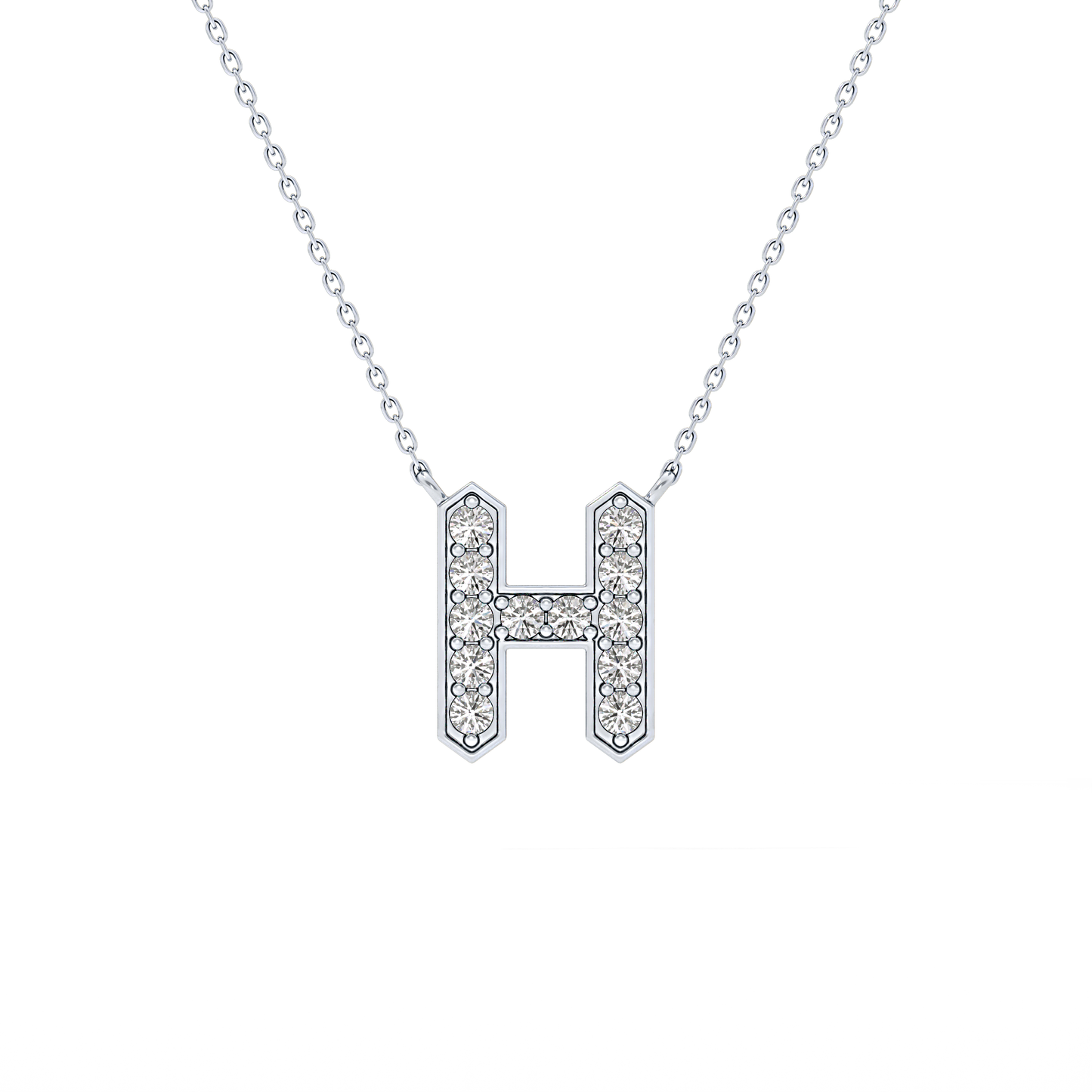 0.36 TCW Round Lab Grown Diamond H Initial Pendant Necklace