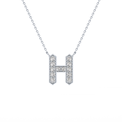 0.36 TCW Round Lab Grown Diamond H Initial Pendant Necklace