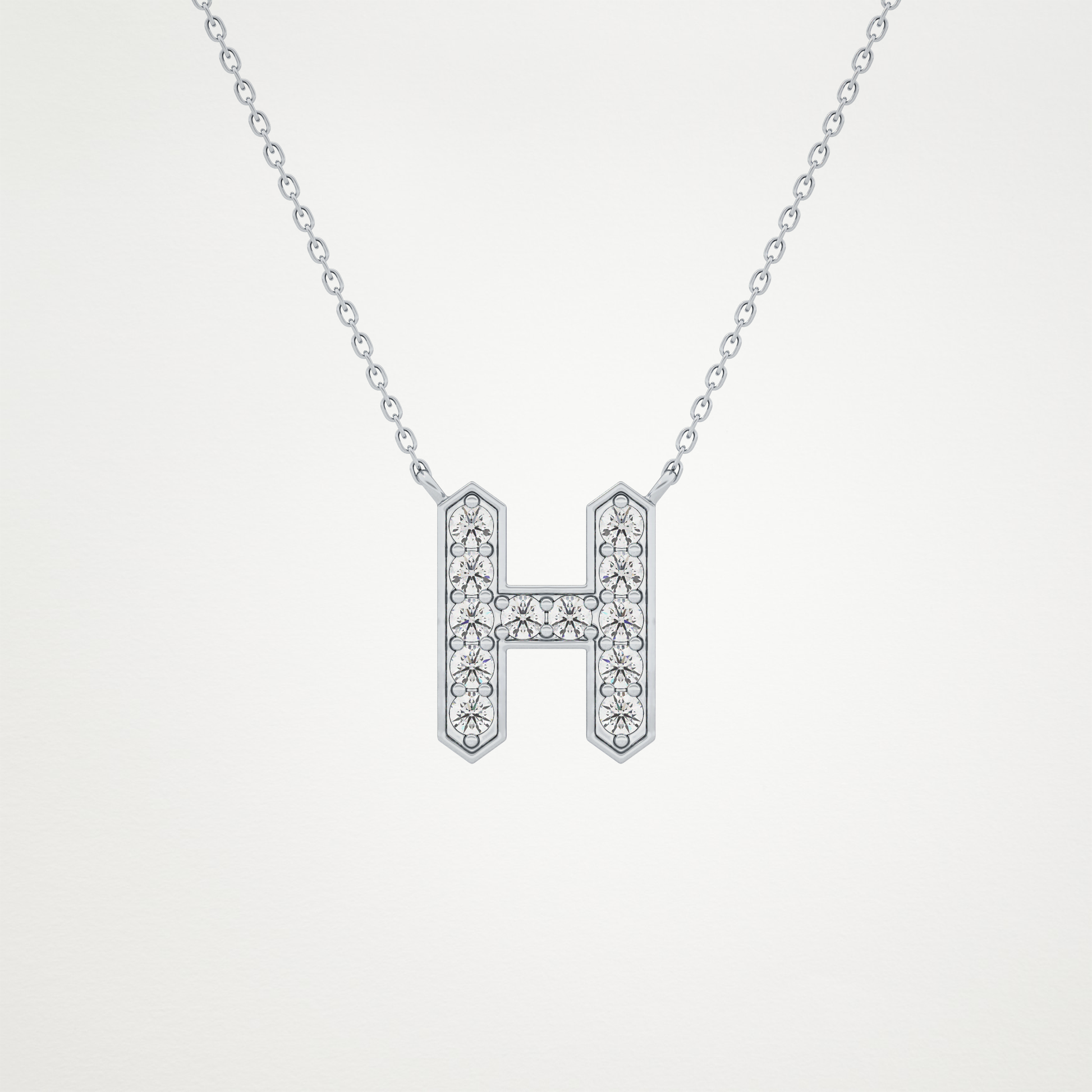 0.36 TCW Round Lab Grown Diamond H Initial Pendant Necklace
