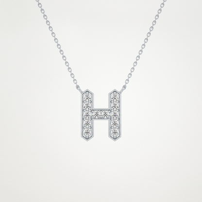 0.36 TCW Round Lab Grown Diamond H Initial Pendant Necklace