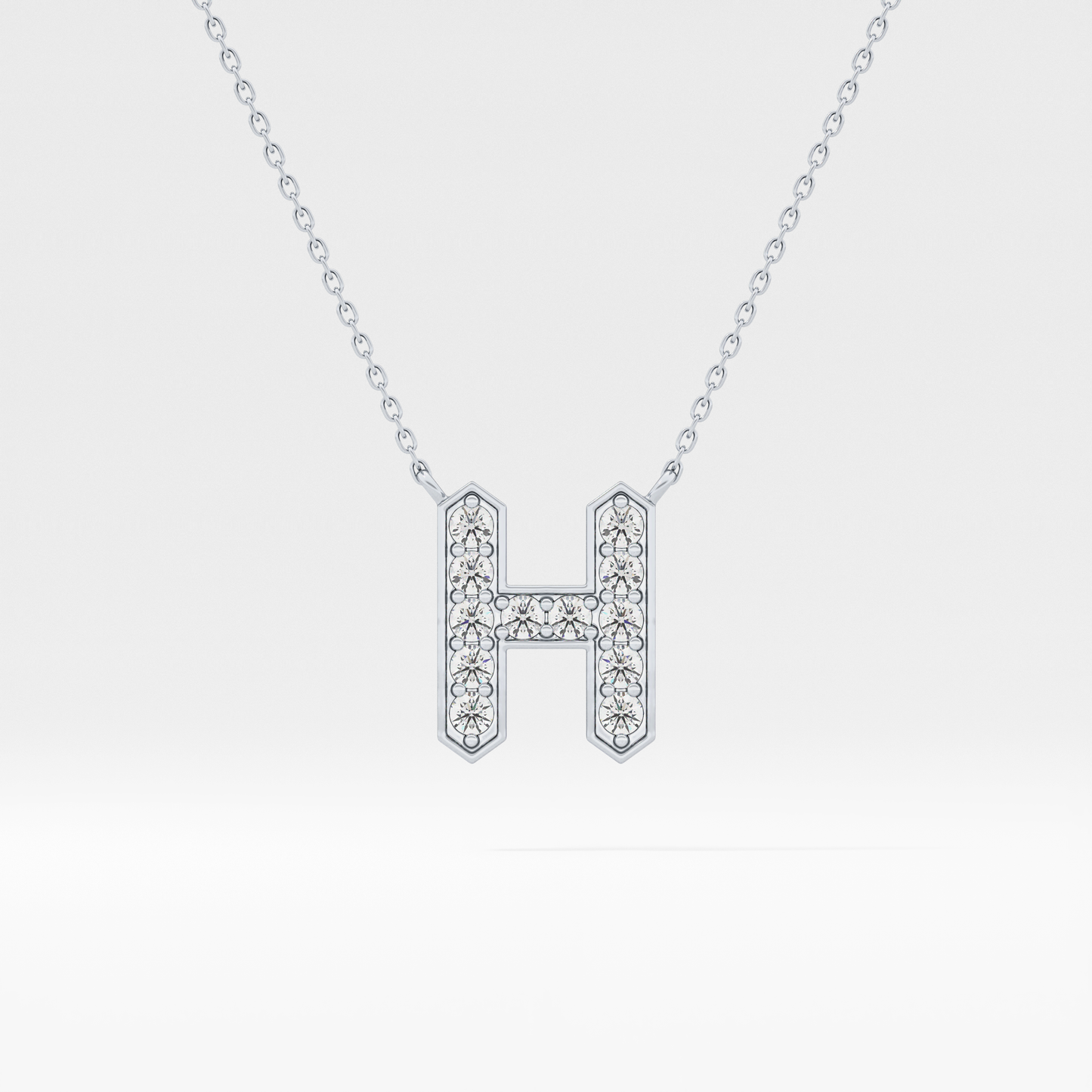 0.36 TCW Round Lab Grown Diamond H Initial Pendant Necklace