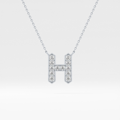 0.36 TCW Round Lab Grown Diamond H Initial Pendant Necklace