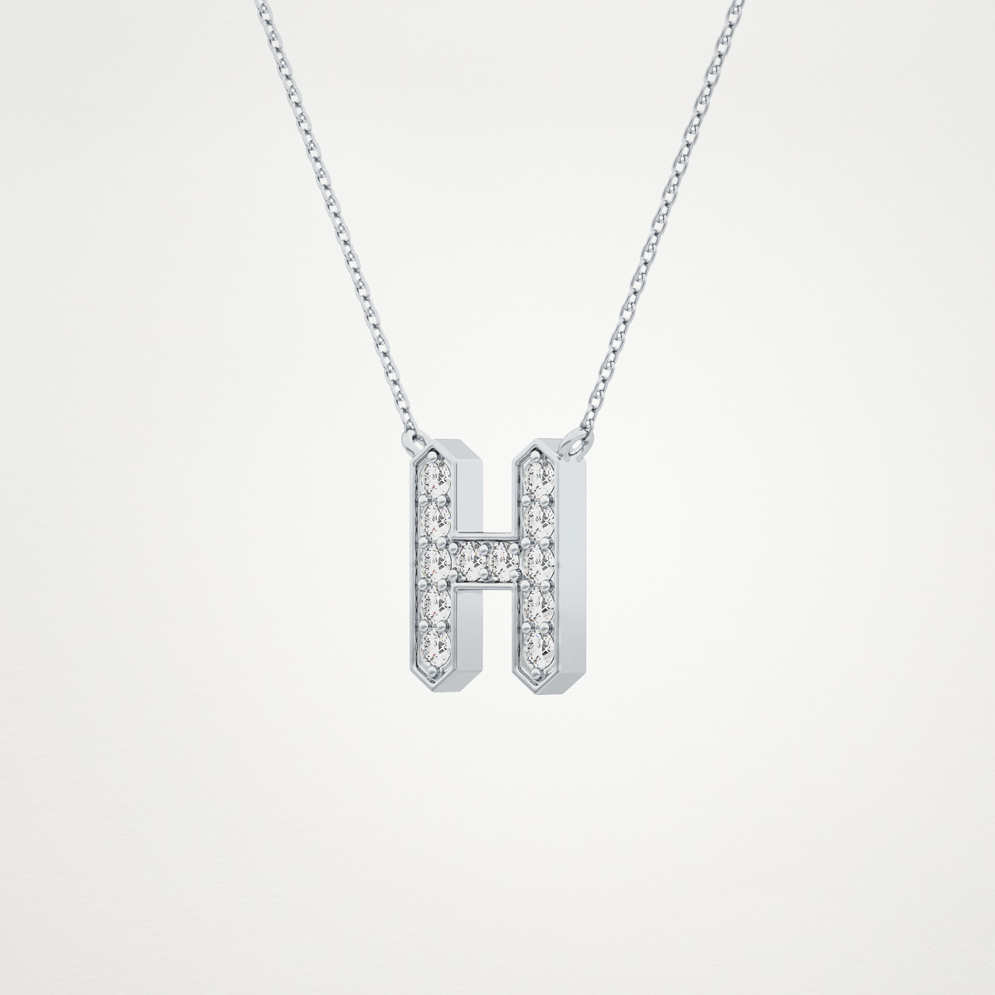 0.36 TCW Round Lab Grown Diamond H Initial Pendant Necklace