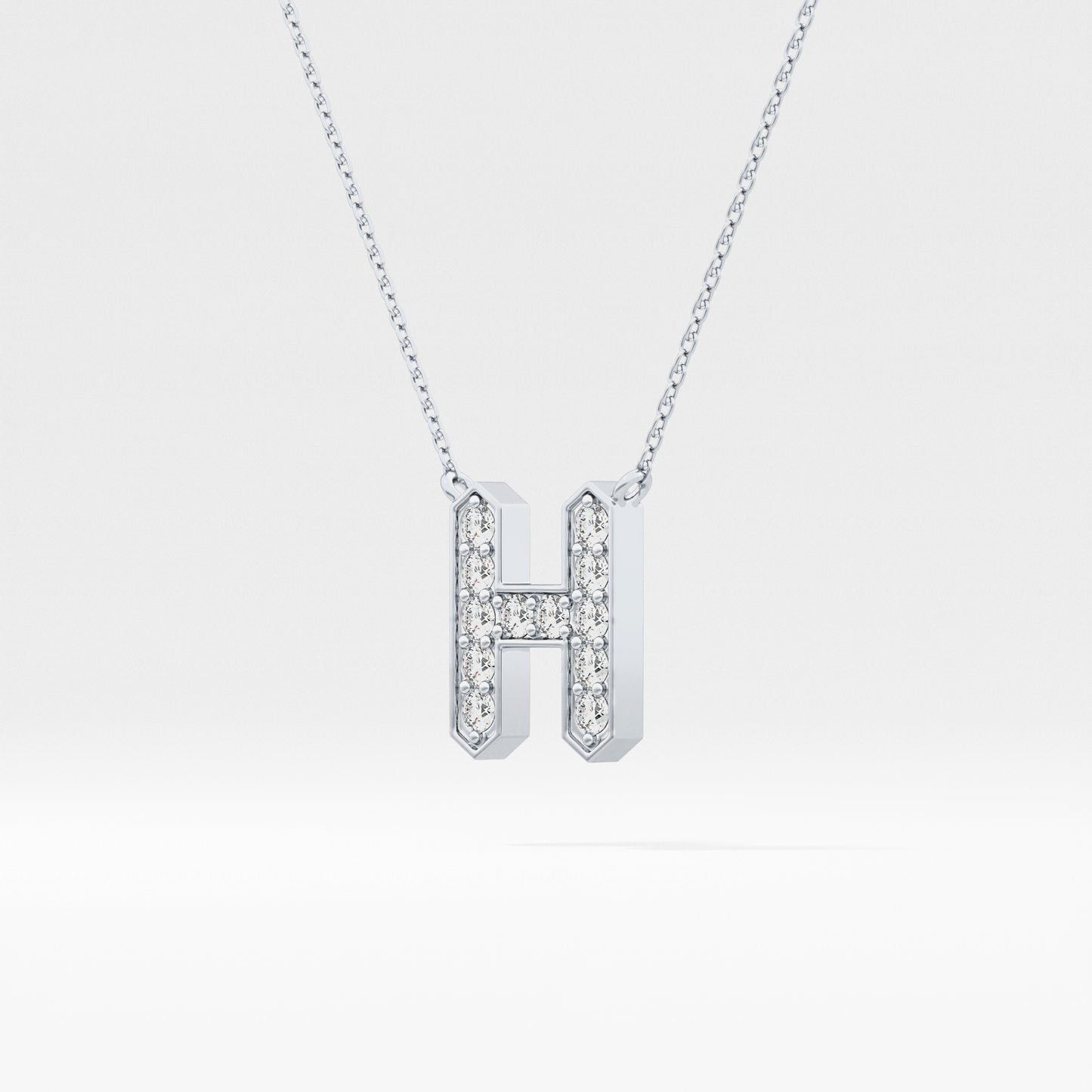 0.36 TCW Round Lab Grown Diamond H Initial Pendant Necklace