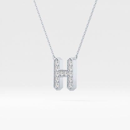 0.36 TCW Round Lab Grown Diamond H Initial Pendant Necklace