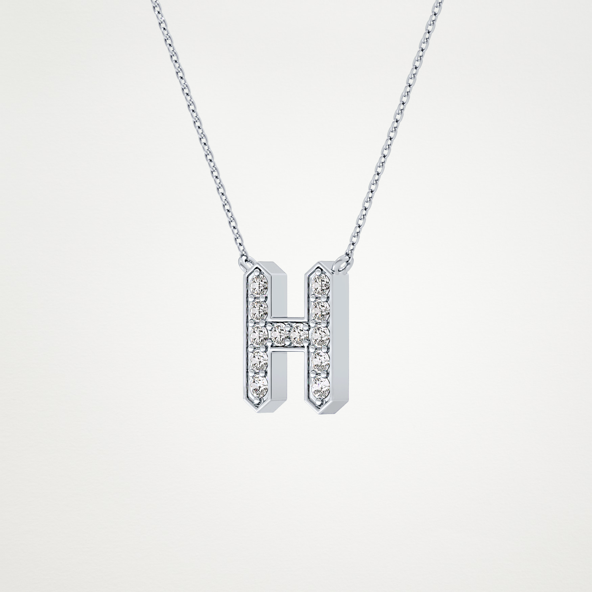 0.36 TCW Round Lab Grown Diamond H Initial Pendant Necklace