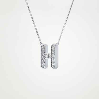 0.36 TCW Round Lab Grown Diamond H Initial Pendant Necklace
