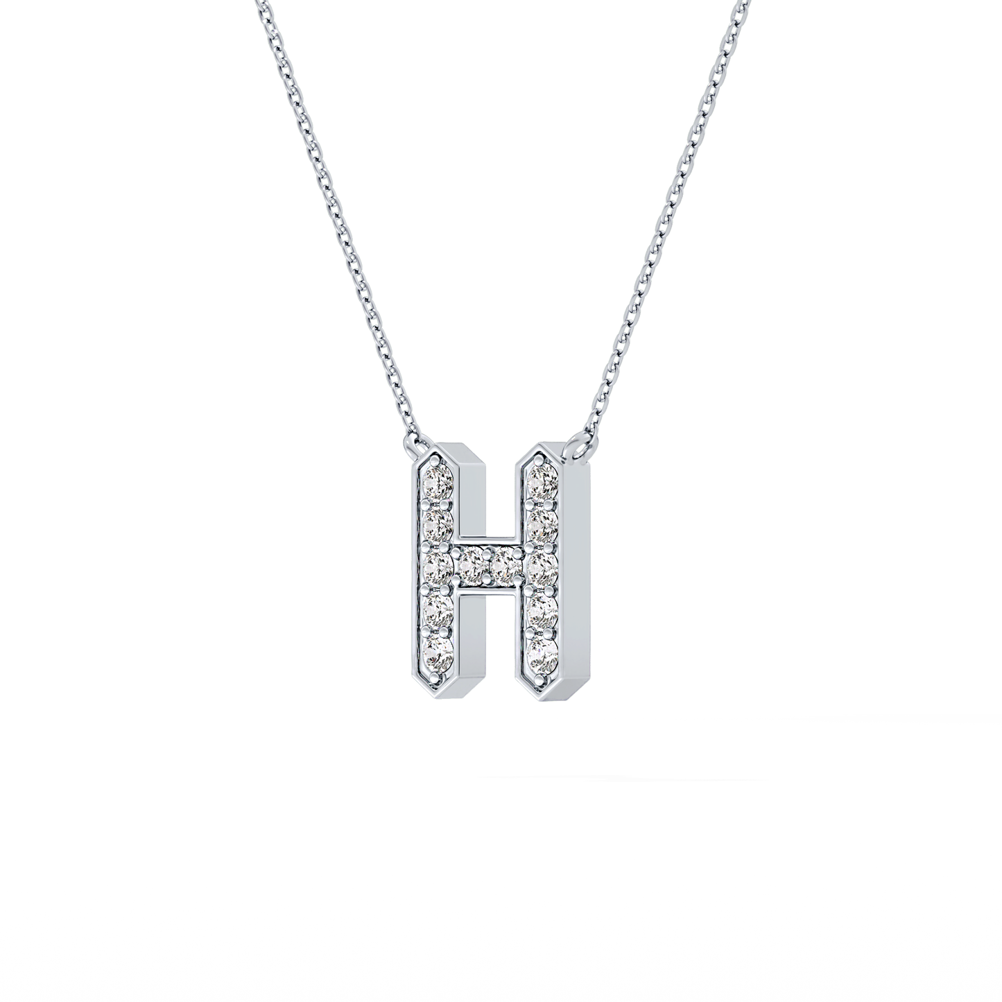 0.36 TCW Round Lab Grown Diamond H Initial Pendant Necklace
