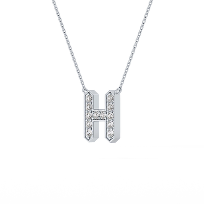 0.36 TCW Round Lab Grown Diamond H Initial Pendant Necklace
