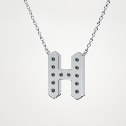 0.36 TCW Round Lab Grown Diamond H Initial Pendant Necklace