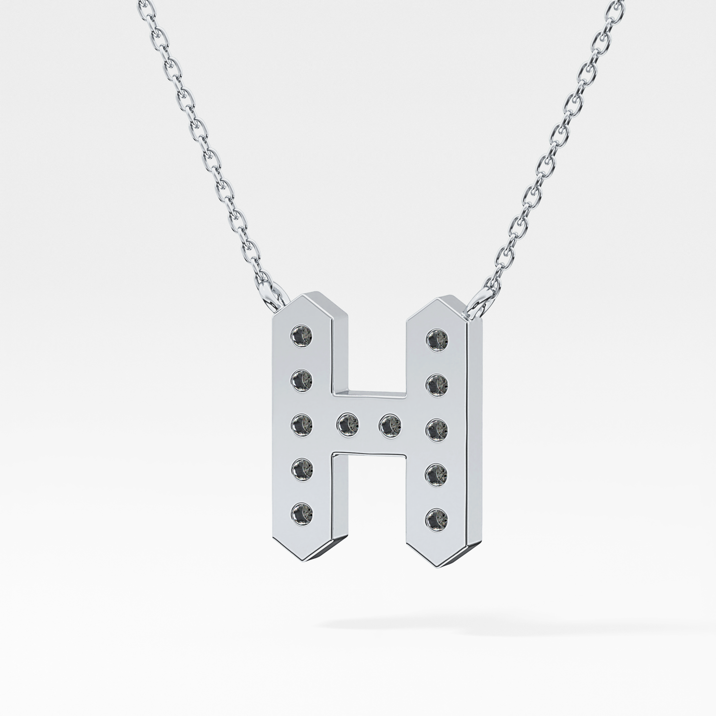 0.36 TCW Round Lab Grown Diamond H Initial Pendant Necklace