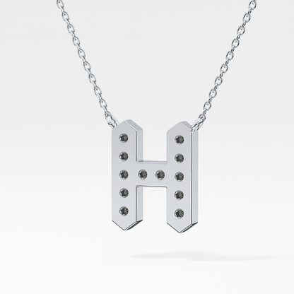 0.36 TCW Round Lab Grown Diamond H Initial Pendant Necklace