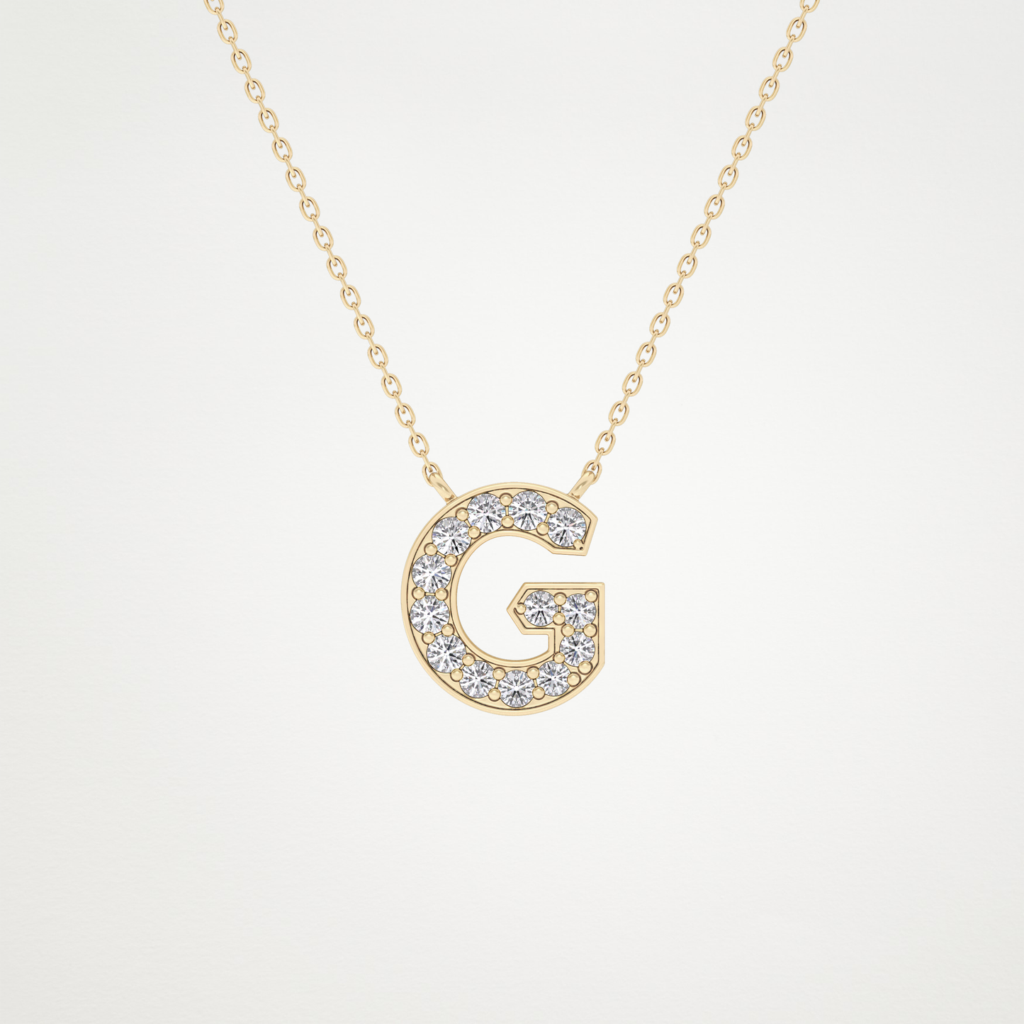 0.294 TCW Round Lab Grown Diamond G Initial Pendant Necklace