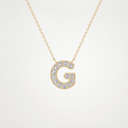 0.294 TCW Round Lab Grown Diamond G Initial Pendant Necklace