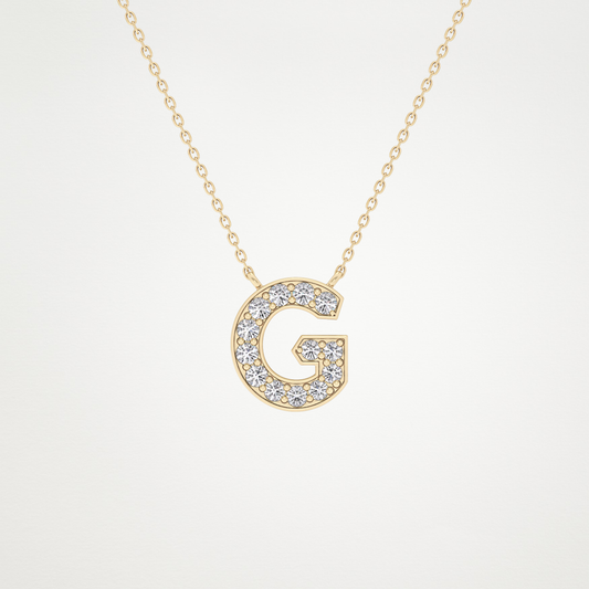 0.294 TCW Round Lab Grown Diamond G Initial Pendant Necklace