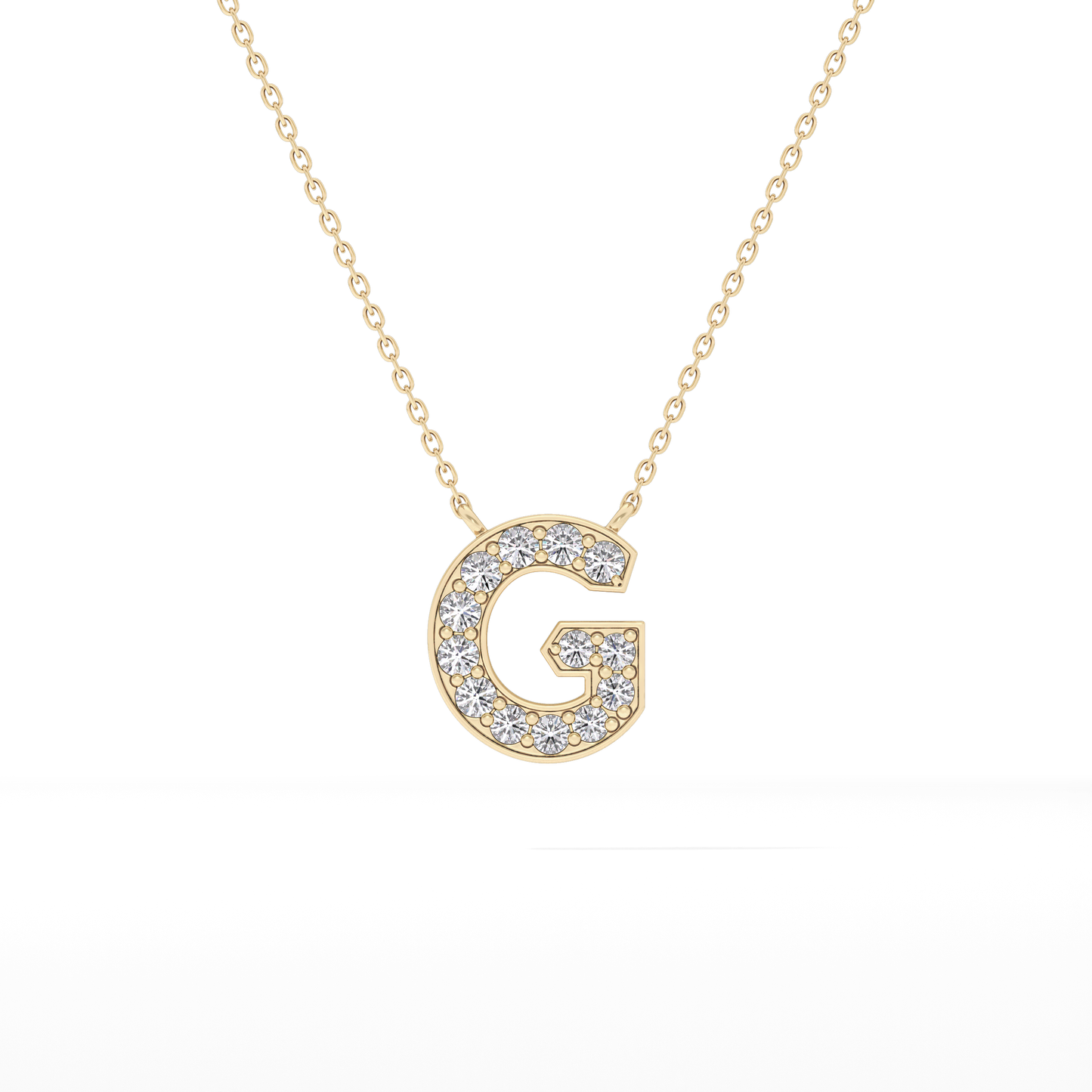 0.294 TCW Round Lab Grown Diamond G Initial Pendant Necklace
