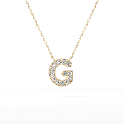0.294 TCW Round Lab Grown Diamond G Initial Pendant Necklace