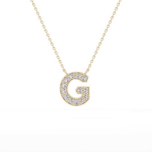 0.294 TCW Round Lab Grown Diamond G Initial Pendant Necklace