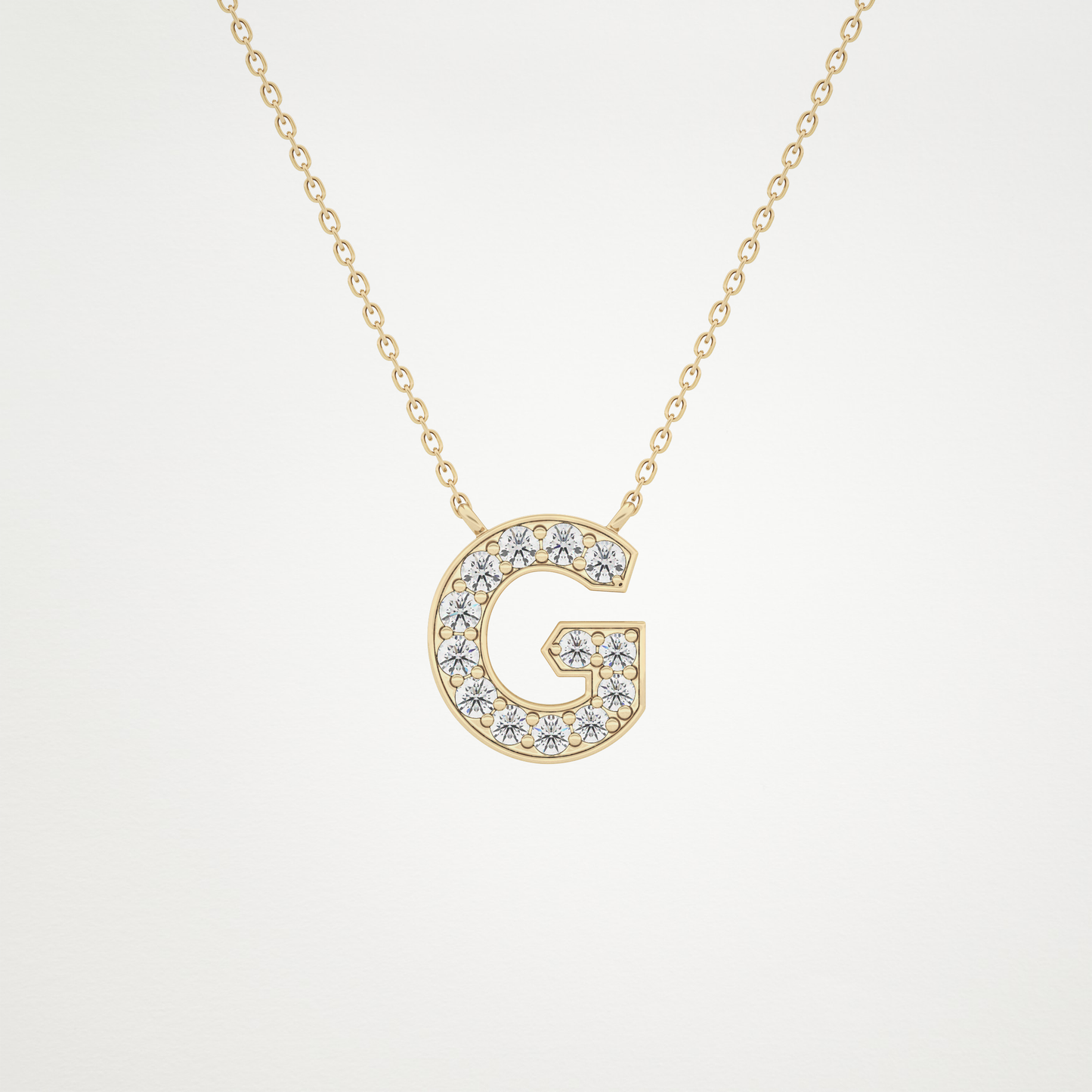 0.294 TCW Round Lab Grown Diamond G Initial Pendant Necklace