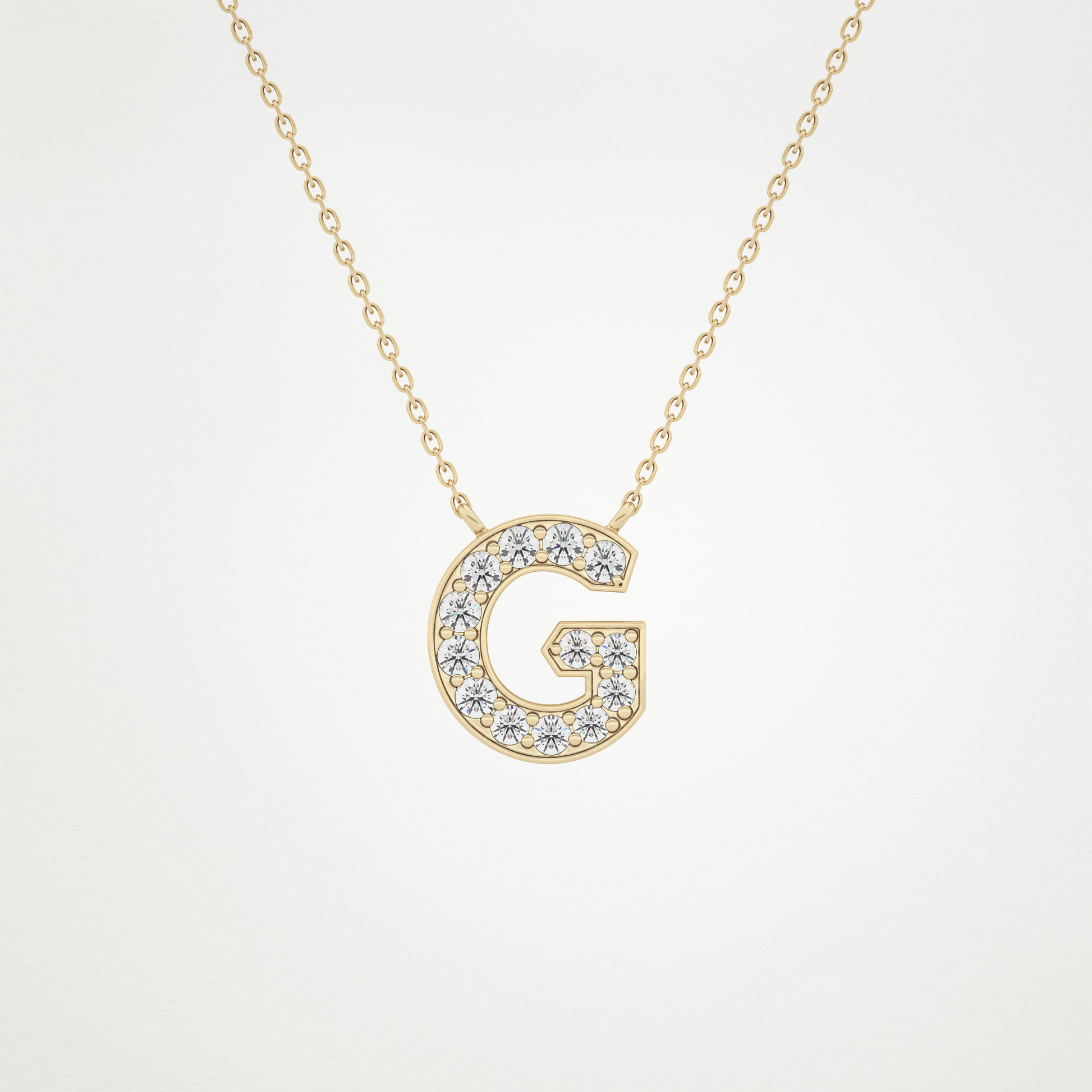 0.294 TCW Round Lab Grown Diamond G Initial Pendant Necklace