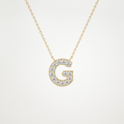 0.294 TCW Round Lab Grown Diamond G Initial Pendant Necklace