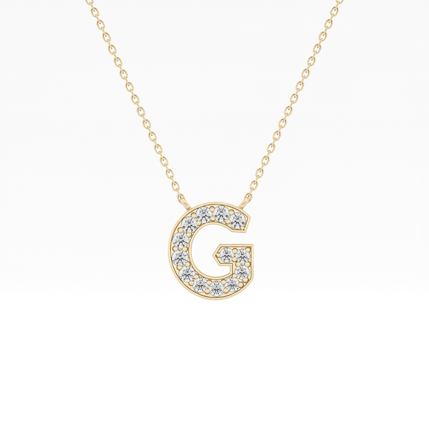 0.294 TCW Round Lab Grown Diamond G Initial Pendant Necklace