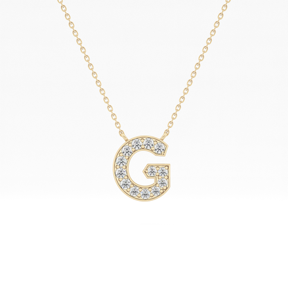 0.294 TCW Round Lab Grown Diamond G Initial Pendant Necklace