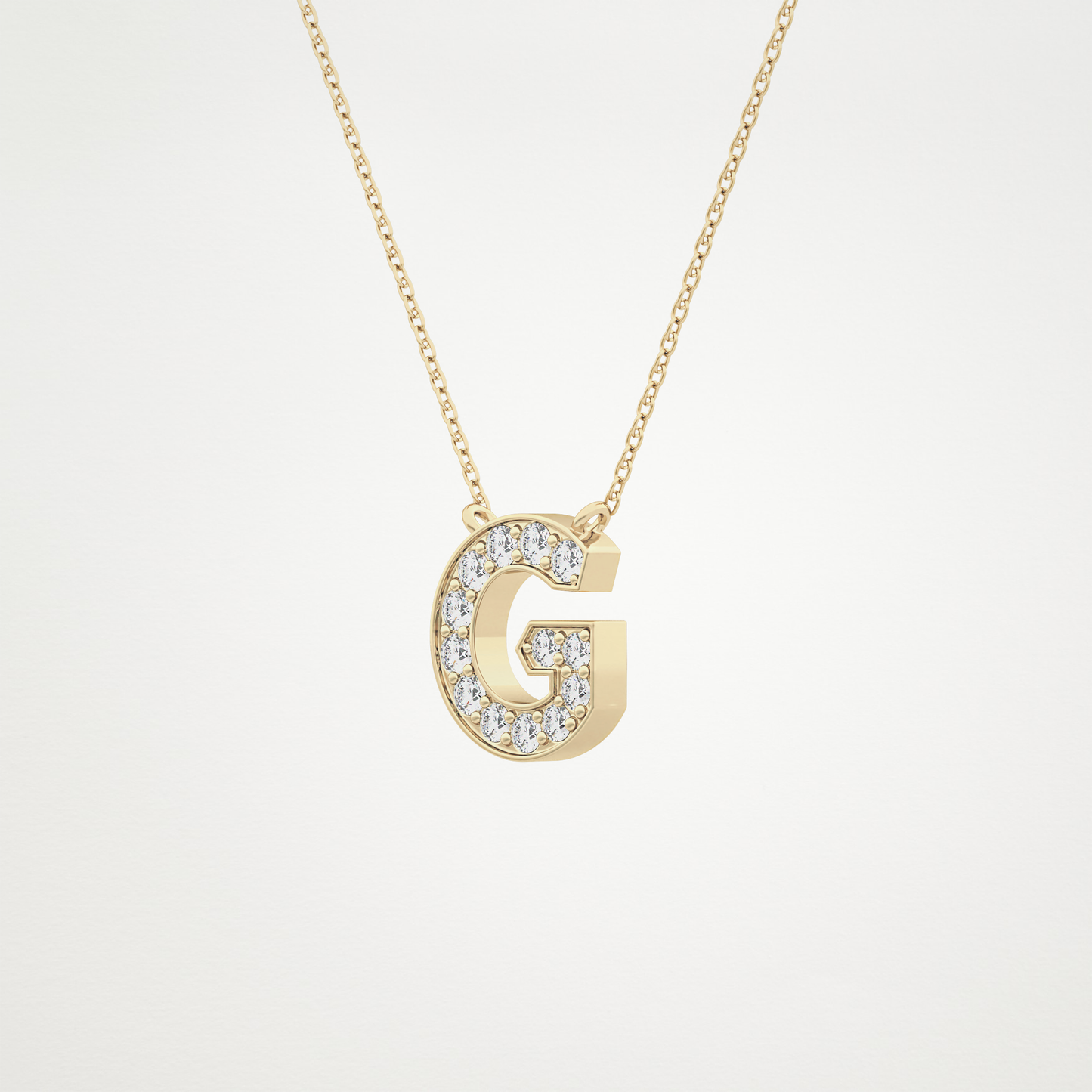 0.294 TCW Round Lab Grown Diamond G Initial Pendant Necklace