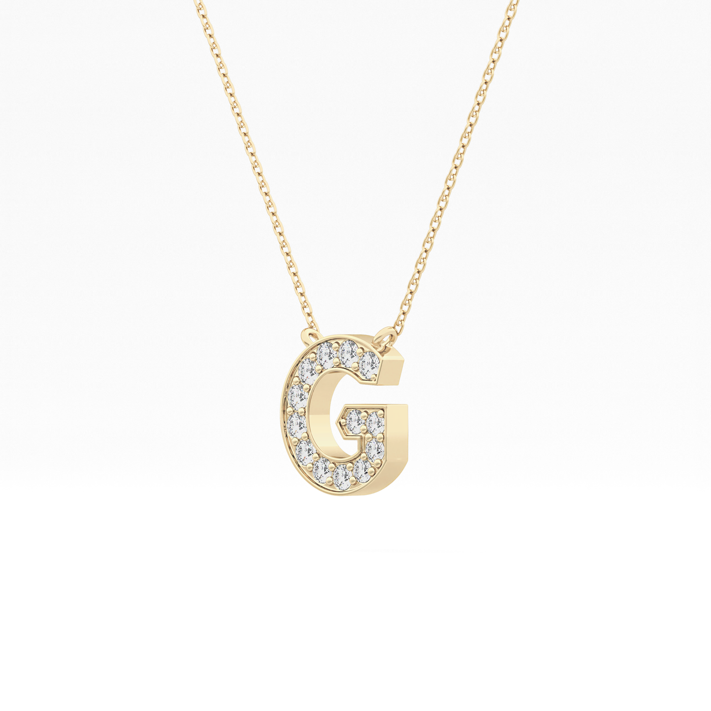 0.294 TCW Round Lab Grown Diamond G Initial Pendant Necklace