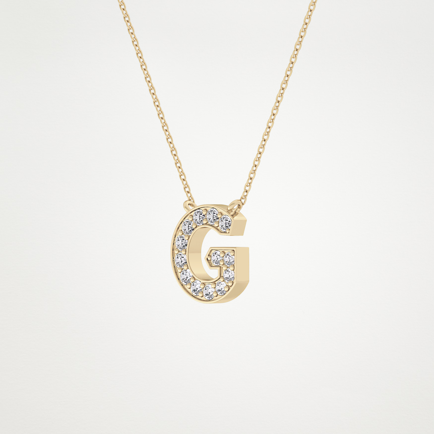 0.294 TCW Round Lab Grown Diamond G Initial Pendant Necklace