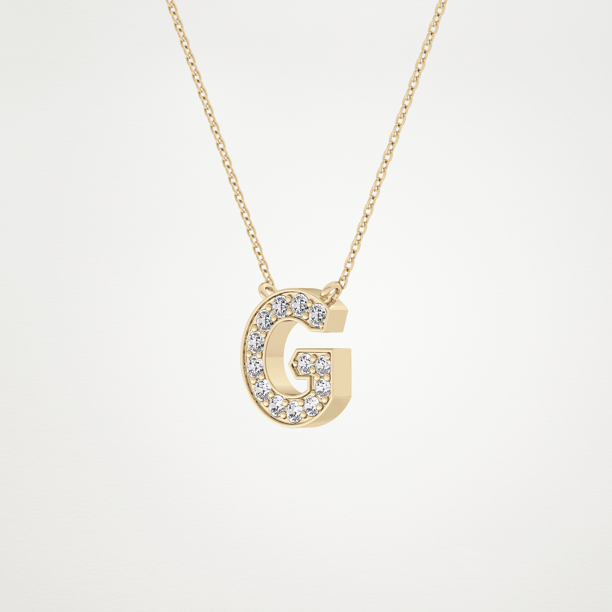 0.294 TCW Round Lab Grown Diamond G Initial Pendant Necklace
