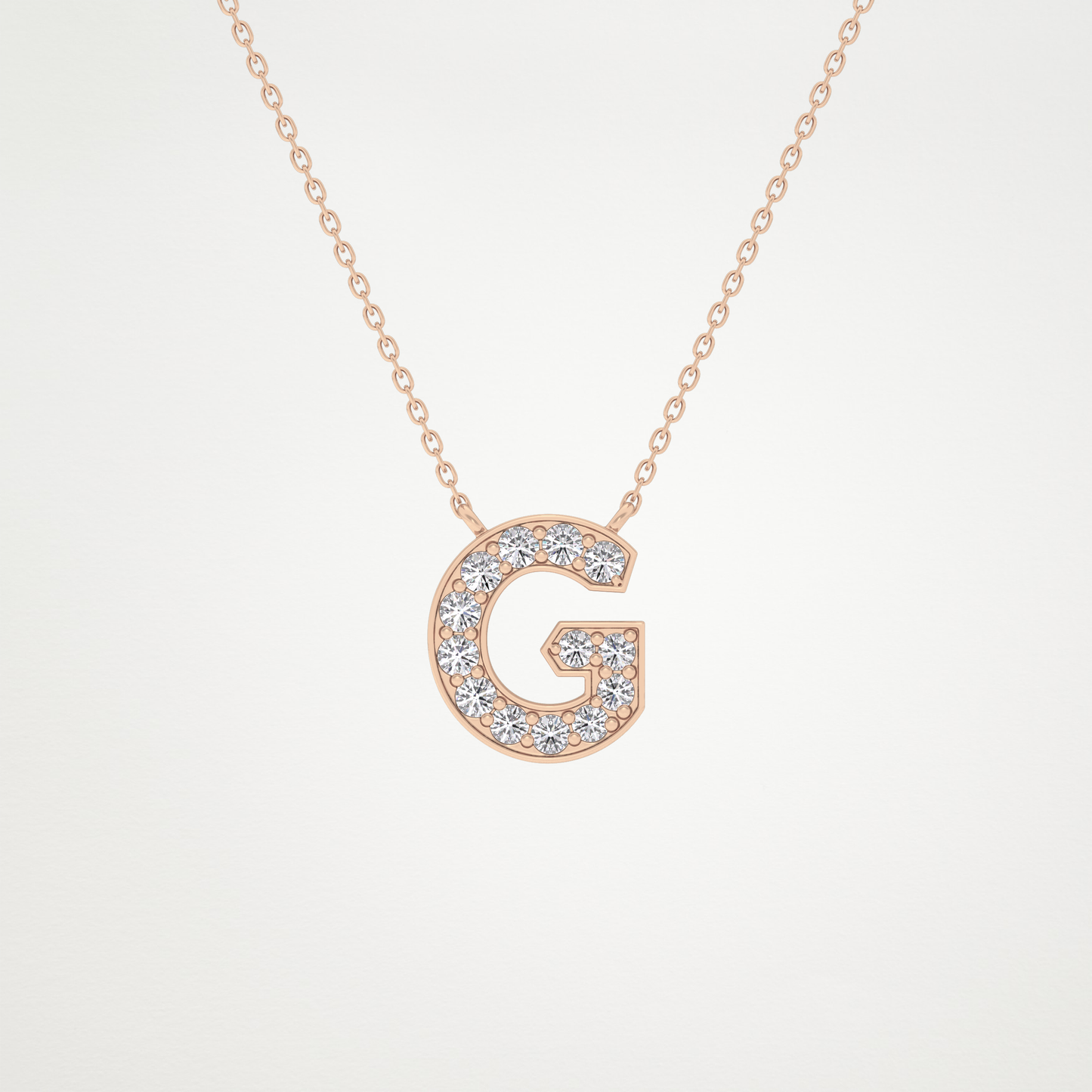 0.294 TCW Round Lab Grown Diamond G Initial Pendant Necklace