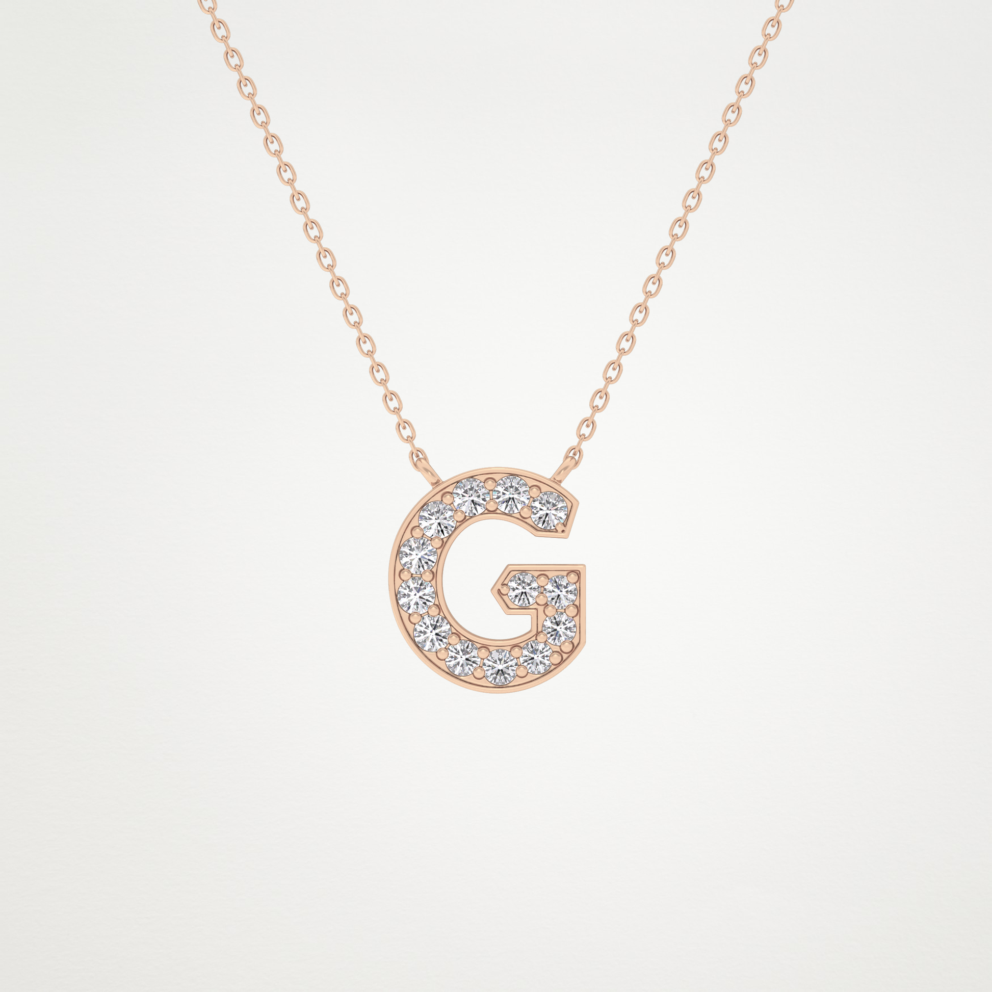 0.294 TCW Round Lab Grown Diamond G Initial Pendant Necklace